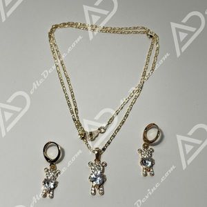Crystal Bear Heart Set (gold plated)